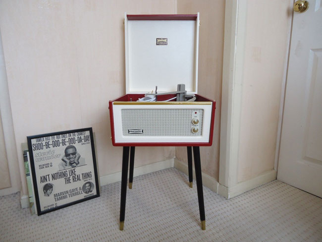 Fully restored 1960s Dansette Bermuda record player with legs