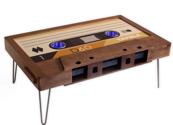 Cassette tape coffee tables by Taybles