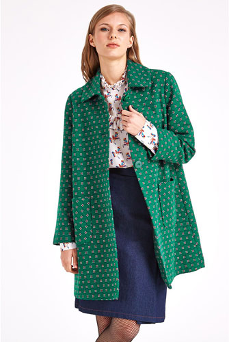 1960s-inspired Dryden tile print coat by Valley of the Dolls