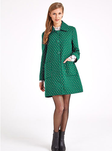 1960s-inspired Dryden tile print coat by Valley of the Dolls
