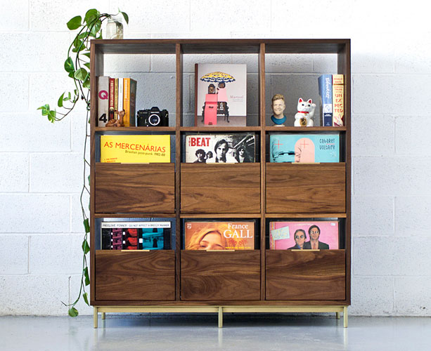 Retro-style Korgis record cabinet and bookshelf by Mitz Takahashi