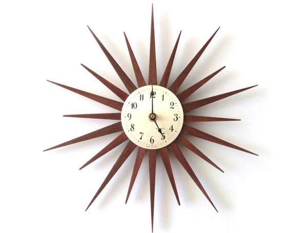 Midcentury-style sunburst and starburst clocks by Absolute Black Granite