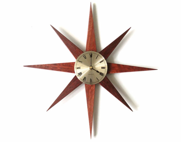 Midcentury-style sunburst and starburst clocks by Absolute Black Granite