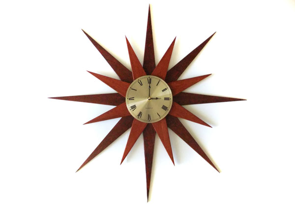 Midcentury-style sunburst and starburst clocks by Absolute Black Granite