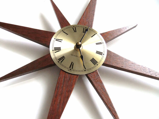 Midcentury-style sunburst and starburst clocks by Absolute Black Granite