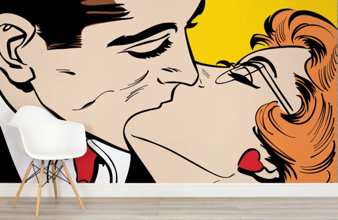 Roy Lichtenstein-inspired wall murals at Murals Wallpaper