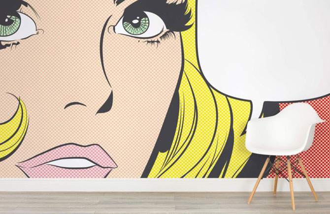 Roy Lichtenstein-inspired wall murals at Murals Wallpaper