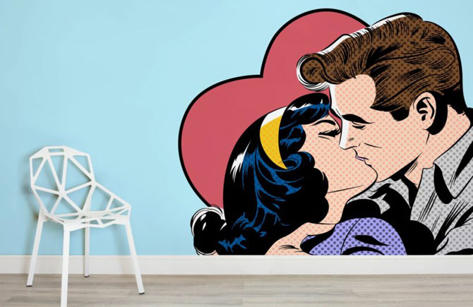 Roy Lichtenstein-inspired wall murals at Murals Wallpaper