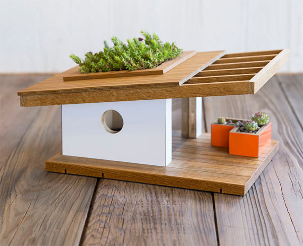 Midcentury modern-inspired birdhouses by Sourgrassbuilt