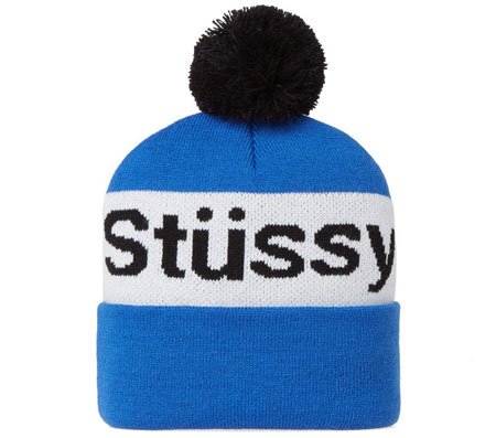 Retro-style Stussy Helvetica pom beanie hats