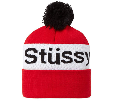 Retro-style Stussy Helvetica pom beanie hats