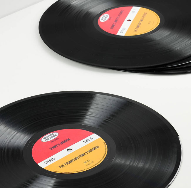 Personalised vinyl record placemats by MixPixie