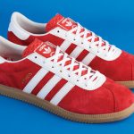 Launching tomorrow: 1960s Adidas Originals Athen trainers in red suede