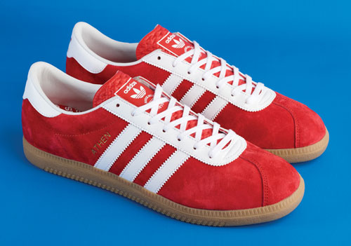 Launching tomorrow: 1960s Adidas Originals Athen trainers in red suede