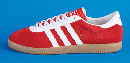 Launching tomorrow: 1960s Adidas Originals Athen trainers in red suede