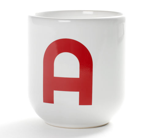 Modernist kitchen: Bauhaus Letters cups at Museum Goods