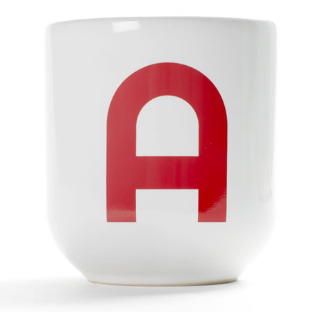 Modernist kitchen: Bauhaus Letters cups at Museum Goods