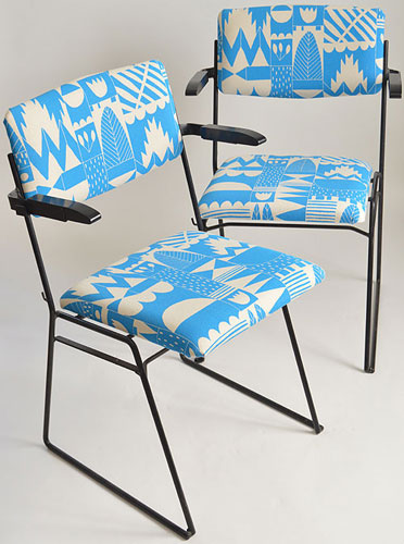 Re-upholstered midcentury chairs by Elizabeth Rose