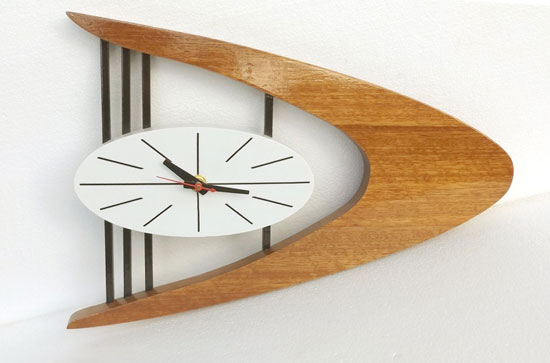 Midcentury-style Boomerang wall clock by TNT Designs