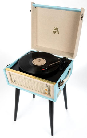6. 1960s-style GPO Retro Bermuda record player with legs