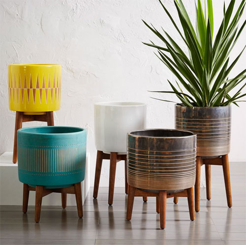 7. Mid-Century Turned Leg Planters at West Elm