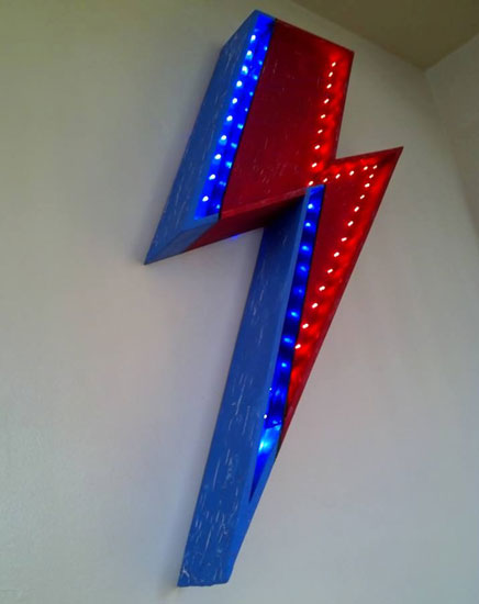 9. David Bowie-inspired Lightning Bolt LED light by Blackstar Displays