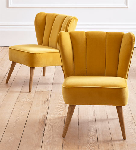 Retro-style Westbury velvet chair at Cox & Cox