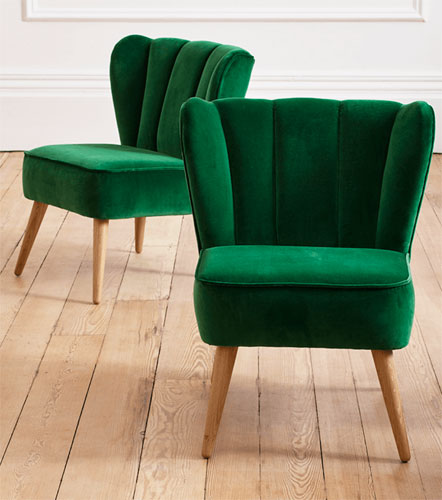 Retro-style Westbury velvet chair at Cox & Cox