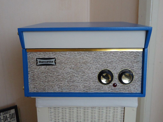 1960s Dansette Tempo record player in blue on eBay