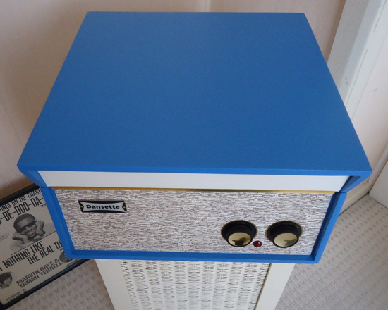 1960s Dansette Tempo record player in blue on eBay