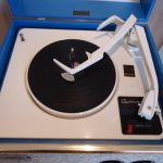 1960s Dansette Tempo record player in blue on eBay