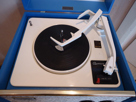 1960s Dansette Tempo record player in blue on eBay