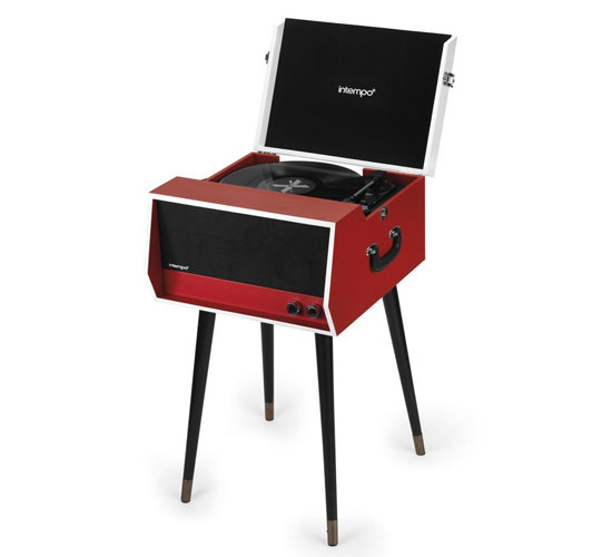 Vintage-style Intempo record player with legs