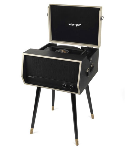 Vintage-style Intempo record player with legs