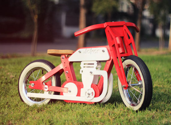 Jokos vintage-style cafe racer balance bikes for kids