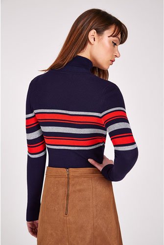 Retro knitwear: Louche Jozie Stripe Polo Neck Jumper