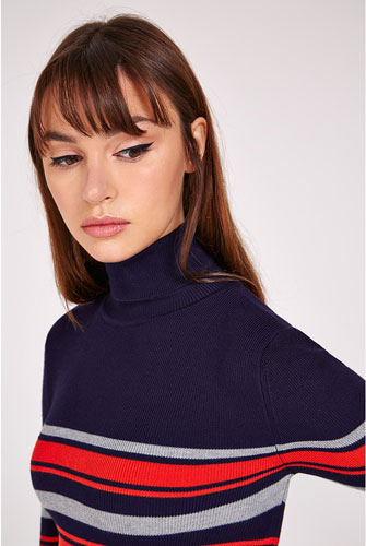 Retro knitwear: Louche Jozie Stripe Polo Neck Jumper