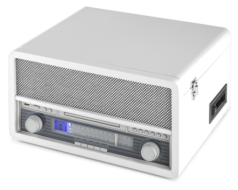 remote control RDS function cassette deck MP3 capable Bluetooth DAB + stereo digitizing function AUNA Belle Epoque 1908 radio white radio CD player record player USB port