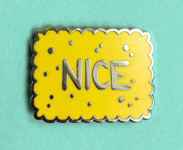 Classic biscuit enamel badges by Nikki McWilliams at Etsy