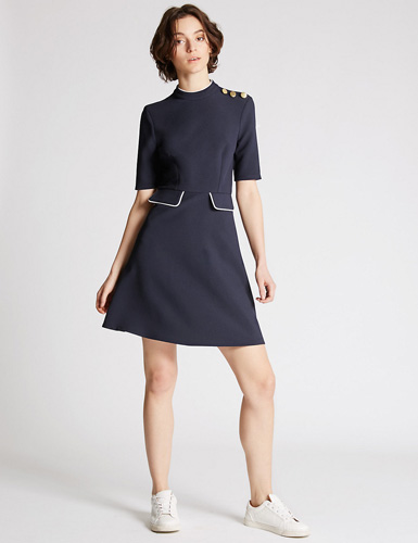 1960s-inspired contrasting edge dress at Marks & Spencer