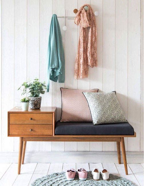 Vintage-style Flynn entryway bench at Maisons Du Monde