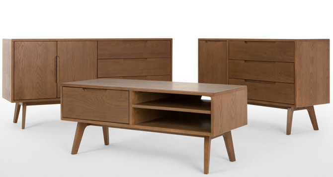 Jenson dark oak retro furniture range at Made