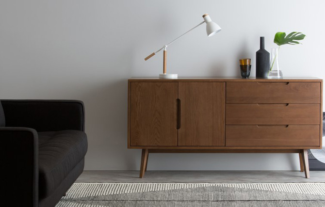 Jenson dark oak retro furniture range at Made