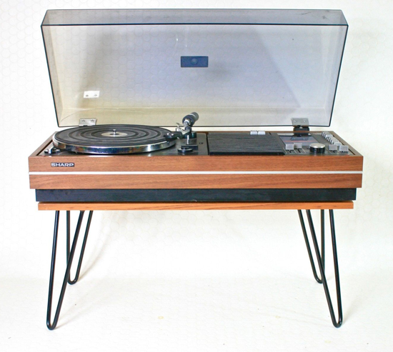 Sharp SG-315 teak music centre with hairpin legs on eBay