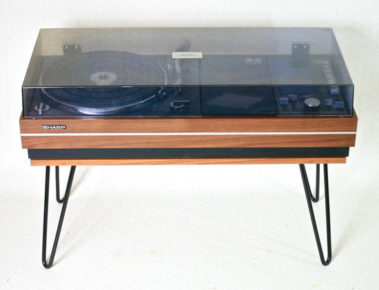 Sharp SG-315 teak music centre with hairpin legs on eBay