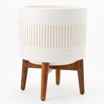 New mid-century turned wood leg planters at West Elm