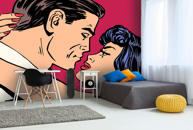 Roy Lichtenstein-inspired pop art murals at Wall Sauce