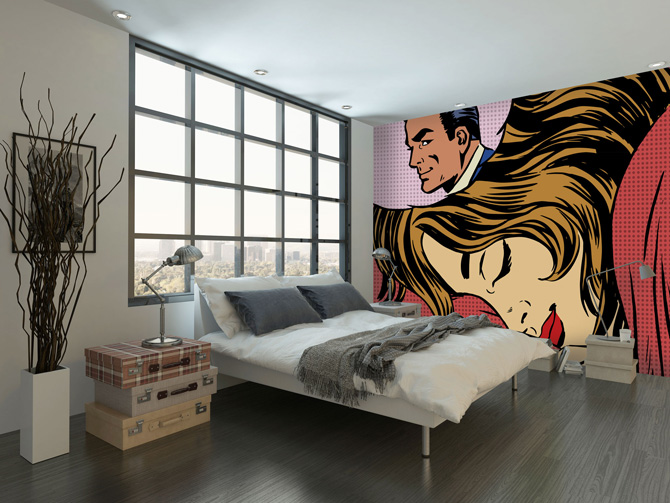 Roy Lichtenstein-inspired pop art murals at Wall Sauce