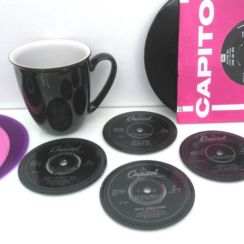 Personalised record label coasters by Vinyl Village