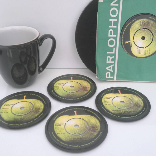 Personalised record label coasters by Vinyl Village